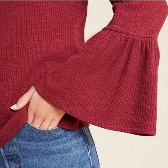 Anthropologie Porridge Womens Joan Bell Sleeve Top Wine Burgundy size Small - Picture 4 of 15